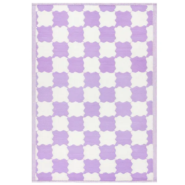 Image of Check Outdoor 100% Recycled Rug Lilac