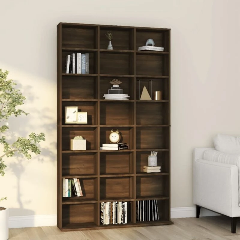 Image of VIDAXL Vidaxl - cd Cabinet Brown Oak 102x23x177.5cm Engineered Wood 8720286931578