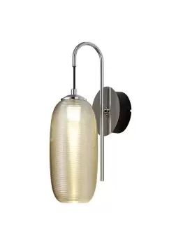 Image of Switched Wall Lamp, 1 x 6W LED, 4000K, 720lm, Polished Chrome, Black With Champagne Glass, 3yrs Warranty