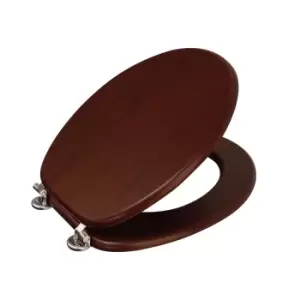 Image of Showerdrape Oxford Toilet Seat - Mahogany & Chrome