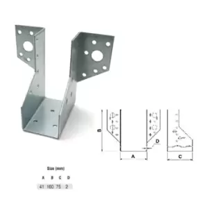 Image of Moderix - Jiffy Timber Joist Hangers Decking Lofts Roofing Zinc Packs - Size 41x100x75x2mm - Pack of 5