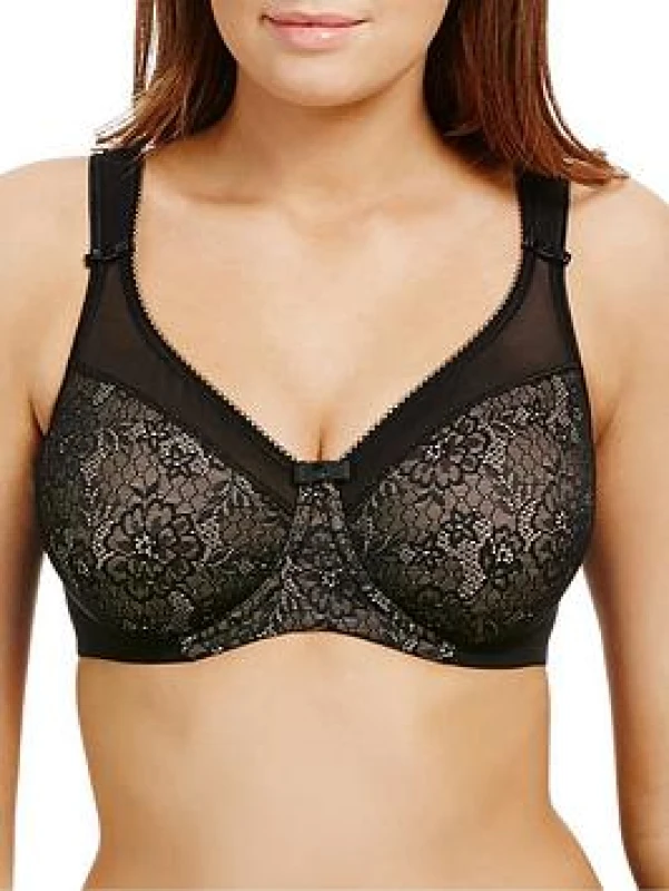 Image of Berlei Berlei Beauty Lace Minimiser Bra Blk/Nud Black/Nude Female 42FF CN20635