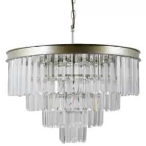 Image of Netlighting Hanging Pendant Golden Champagne 8 Light with Crystal Glass Shade, E