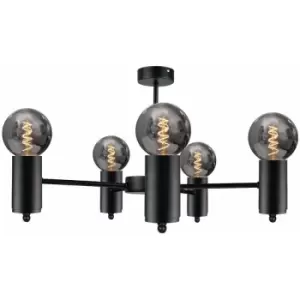 Image of Keter Arde Multi Arm Semi Flush Ceiling Light Black, 60cm, 5x E27