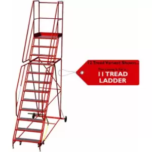 Image of Loops - 11 Tread heavy duty Mobile Warehouse Stairs Anti Slip Steps 3.48m Safety Ladder