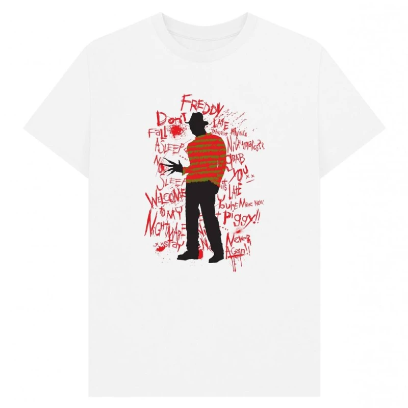 Image of A Nightmare On Elm Street Mens Freddy Krueger T-Shirt in White Size: Small White Male S
