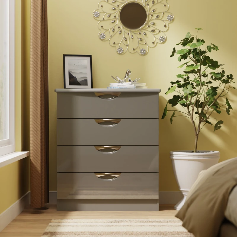 Image of Ready Assembled 2 U Holborn 4 Drawer Chest (Ready Assembled) in Mid Grey Mid Grey Unisex
