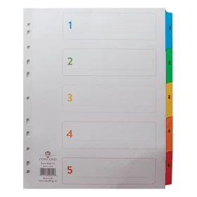 Image of Concord Index 1-5 A4 White with Multi-Colour Tabs 09601/CS96