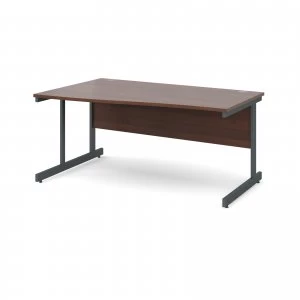 Image of Contract 25 Left Hand Wave Desk 1600mm - Graphite Cantilever Frame wa