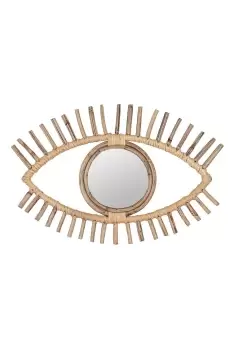 Image of Small Rattan Woven Eye-Shaped Wall Mirror