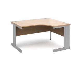Image of Vivo Right Hand Ergonomic Desk 1400mm - Silver Frame Beech Top