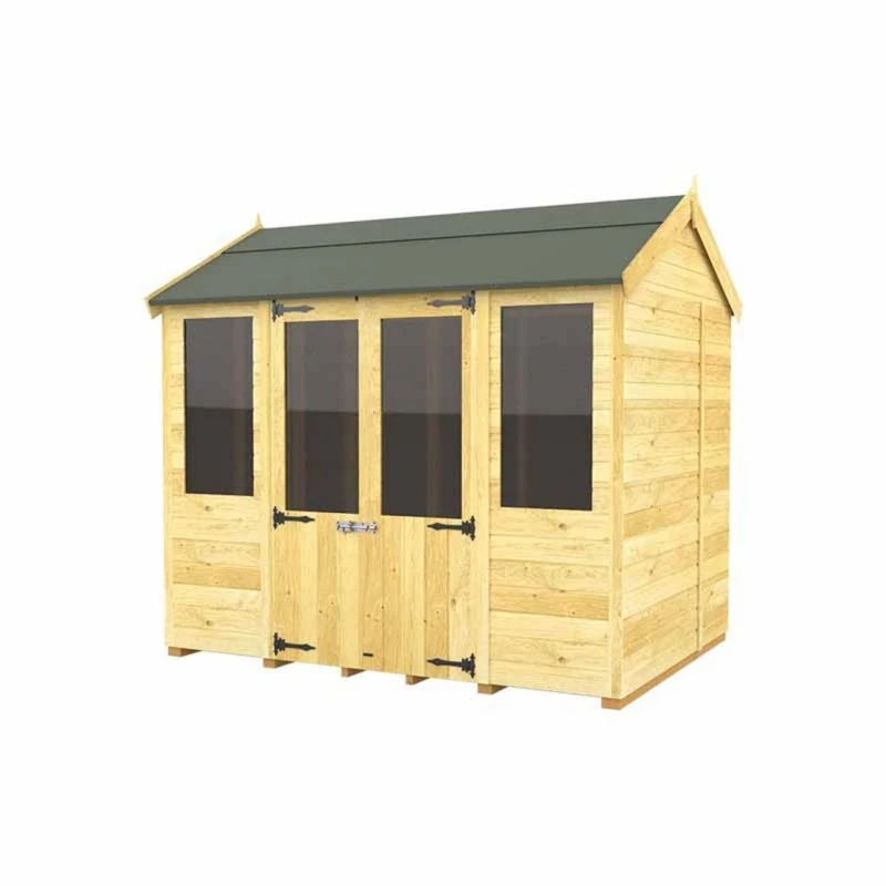 Image of Buttercup Farm 8ft x 8ft Apex Summer House - Wood - L243 x W231 x H217cm in Brown Brown Unisex