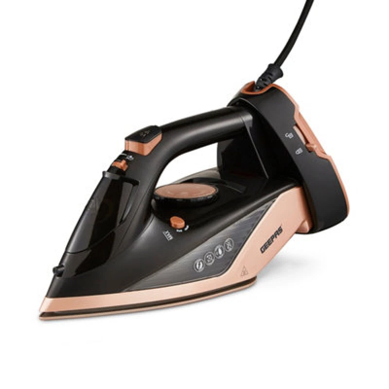 Image of Geepas 2 In 1 Cordless Steam Iron Ceramic Soleplate Use Corded Or Cordless 350Ml, Black
