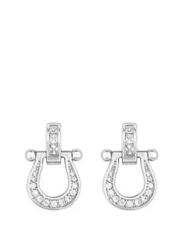 Image of Jon Richard Rhodium Plated Cubic Zirconia Mini Horseshoe Doorknocker Earrings