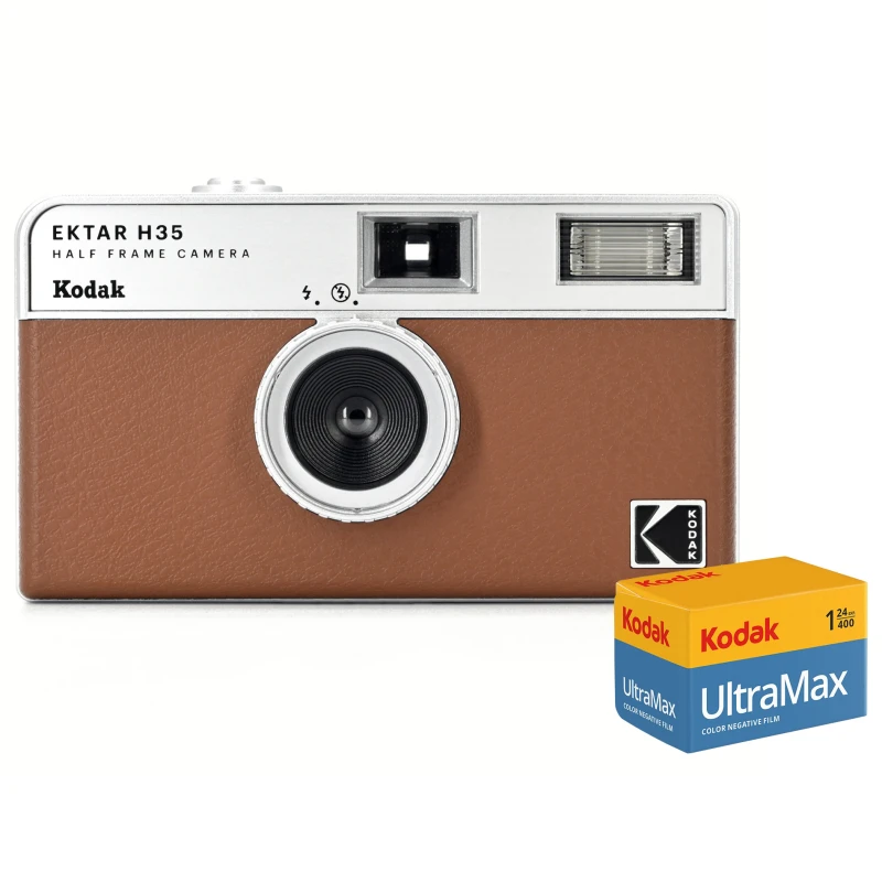 Image of Kodak Ektar H35 Film Camera - Brown - Camera + 24 Exposure Ultra Max 3