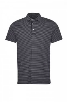 Image of Mens French Connection Garment Dye Mini Stripe Polo Shirt Grey Marl
