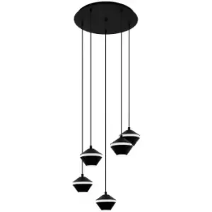 Image of Eglo - Perpigo 5 Lamp Cluster Pendant Ceiling Light Black