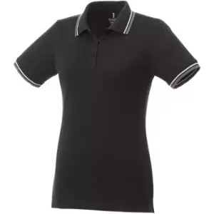 Image of Elevate Womens/Ladies Fairfield Polo With Tipping (M) (Black/Grey Melange/White)