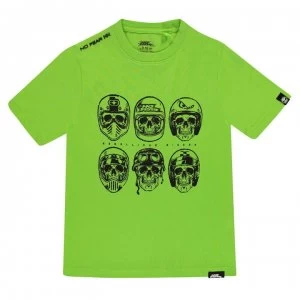 Image of No Fear Core Graphic T Shirt Junior Boys - Green Skulls