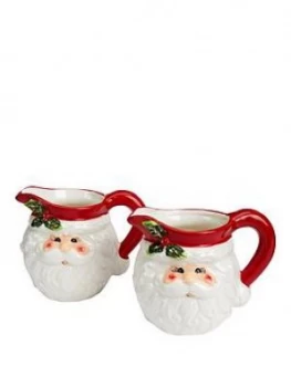 Image of Gisela Graham Ceramic Santa Head Jugs Set Of 2