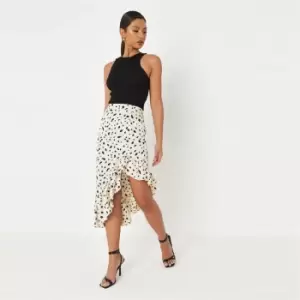 Image of Missguided Ruffle Side Midi Skirt Dlamation Satin - Multi