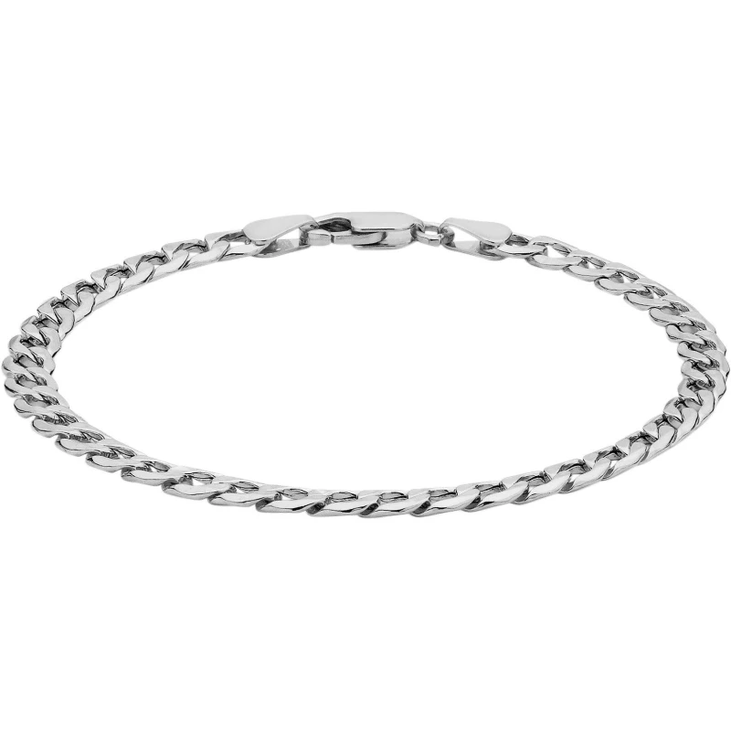 Image of Be You 9ct Gold Hollow 6-Sided Curb Chain Bracelet White Gold female 7.5in