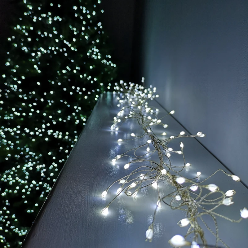 Image of 430 LED 2.7m Premier Christmas Outdoor 8 Function Garland Wire Lights Cool White