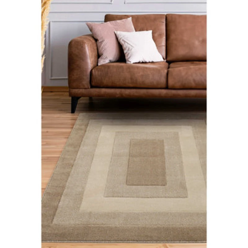Image of Melrose Portia Border Latte Indoor Medium Area Rug 12mm Pile Height 120/170Cm