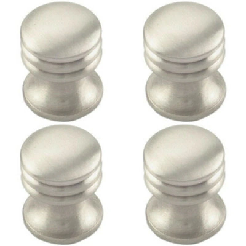 Image of Loops 4x One Piece Textured Cupboard Door Knob 15.5mm Diameter Satin Nickel Metallics unisex