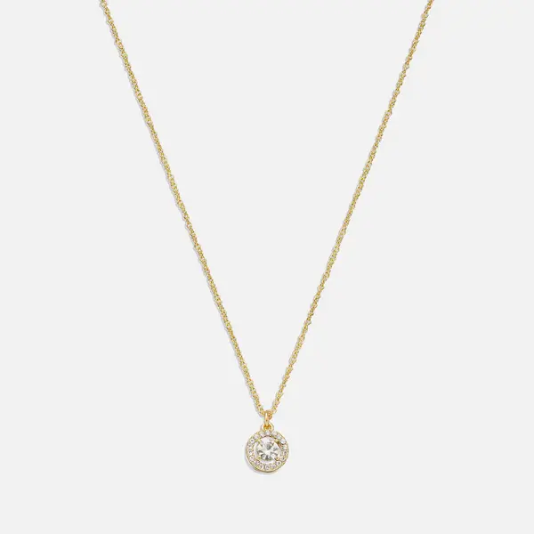 Image of Coach Pave Halo Pendant Gold-Plated Necklace