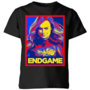 Image of Avengers Endgame Captain Marvel Poster Kids T-Shirt - Black - 9-10 Years