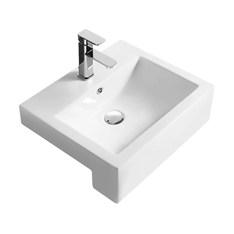 Image of Balterley Square Semi Recessed 1 Tap Hole Compact Basin 530mm White