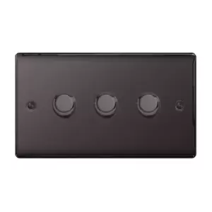 Image of BG Nexus Metal Black Nickel 3 Gang 2 Way Dimmer Switches - NBN83P