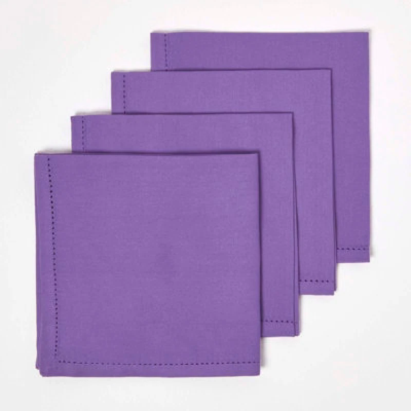 Image of Homescapes Cotton Fabric 4 Napkins Set Purple