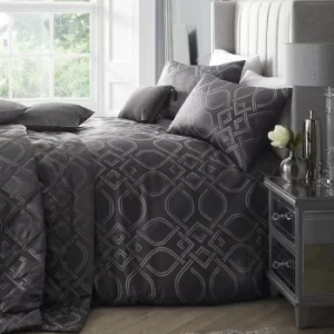 Image of ﻿Laurence Llewelyn-Bowen Tie the Knot Slate Duvet Cover and Pillowcase Set Grey