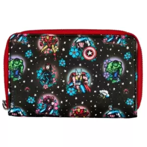 Image of Loungefly Marvel Avengers Tattoo Zip Around Wallet