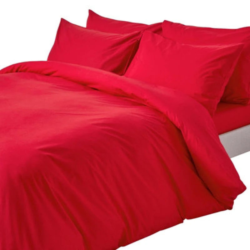 Image of Homescapes Red Egyptian Cotton Single Duvet Cover With One Pillowcase, 200 Tc