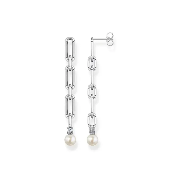 Image of Thomas Sabo Sterling Silver Sterling Silver Pearls And Links Earrings
