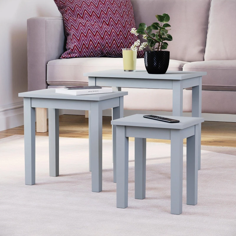 Image of Lassic Vida Designs Yorkshire Nest of 3 Tables Grey unisex Set of 3