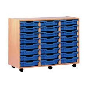 Image of Jemini Mobile Storage Unit 24 Tray Beech Dimensions W1050 x D455 x