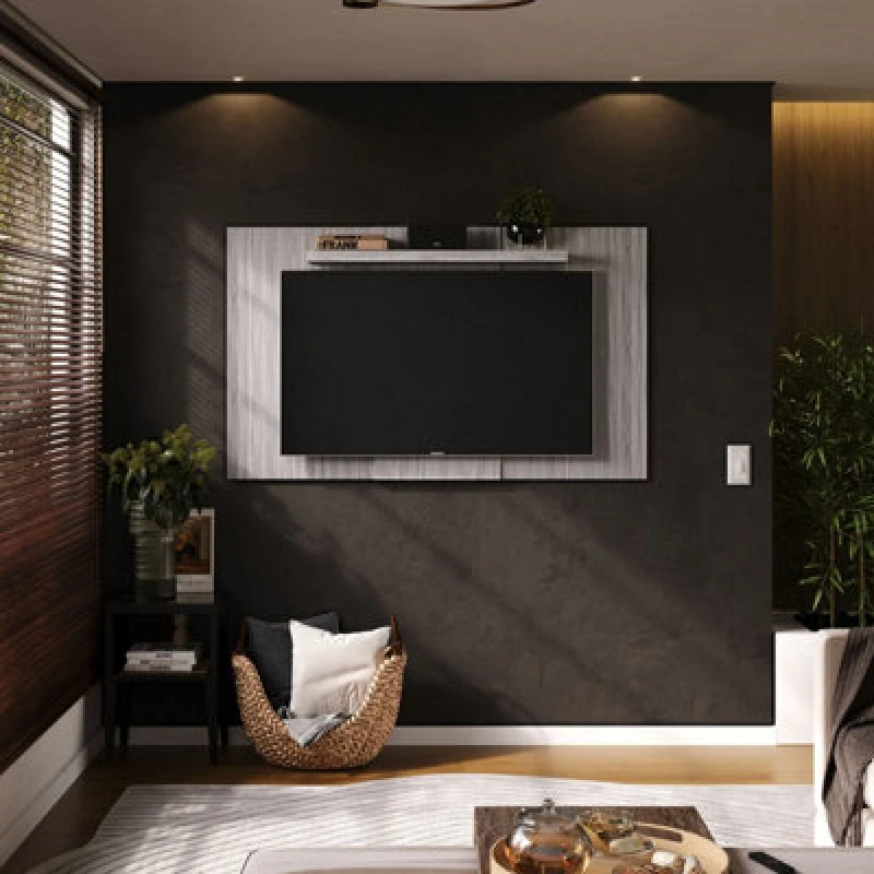 Image of Lido Extendable Fixed TV Wall Panel Grey Oak Effect, White LD721GOK