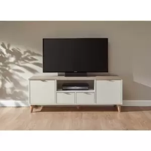 Image of Alma Scandi Large TV Media Unit White & Oak For Up To 60" Screen