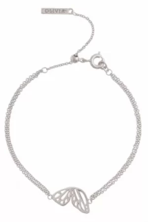 Image of Ladies Olivia Burton Silver Plated Butterfly Wing Chain Bracelet OBJ16EBB03