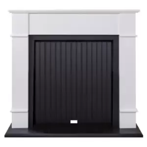 Image of Adam Oxford Stove Fireplace in Pure White & Black 48 Inch