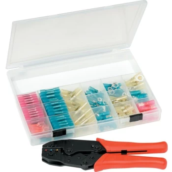 Image of Hellermanntyton - Heatshrink Terminal & Crimping Tool Kit (225 Pieces)