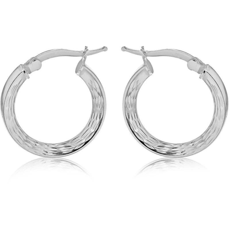 Image of Be You Sterling Silver Marquise-Patterned Hoops Silver female One Size