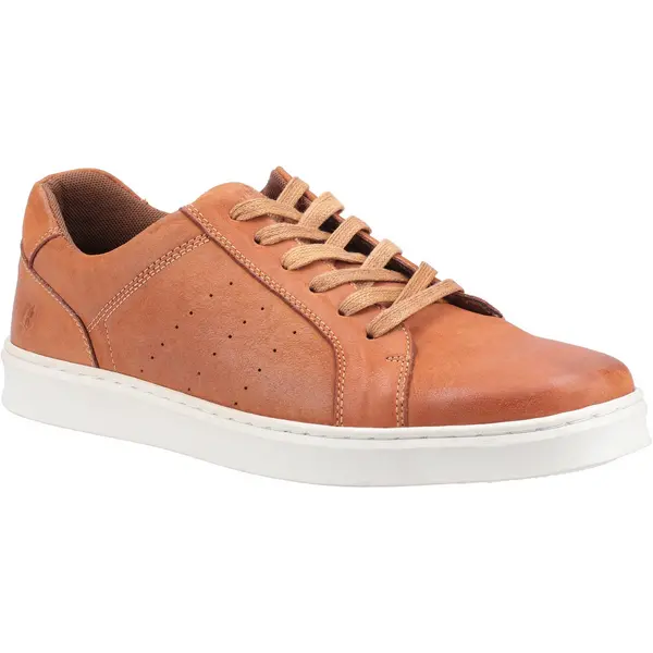 Image of Hush Puppies Mens Mason Leather Lace Up Casual Trainers Shoes - UK 10 Brown male GDE2455TAN10