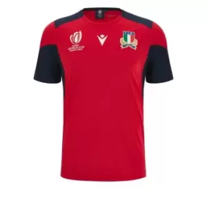 Image of Macron Italy Rugby Training Shirt 2023 2024 Adults - Red