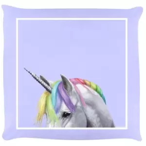 Image of Inquisitive Creatures Rainbow Unicorn Filled Cushion (One Size) (Lilac) - Lilac