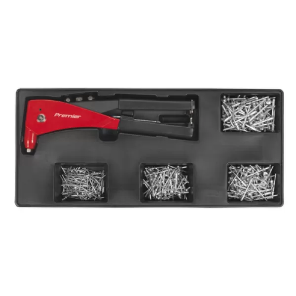 Image of Sealey TBT15 Tool Tray with Riveter & 400 Assorted Rivet Set